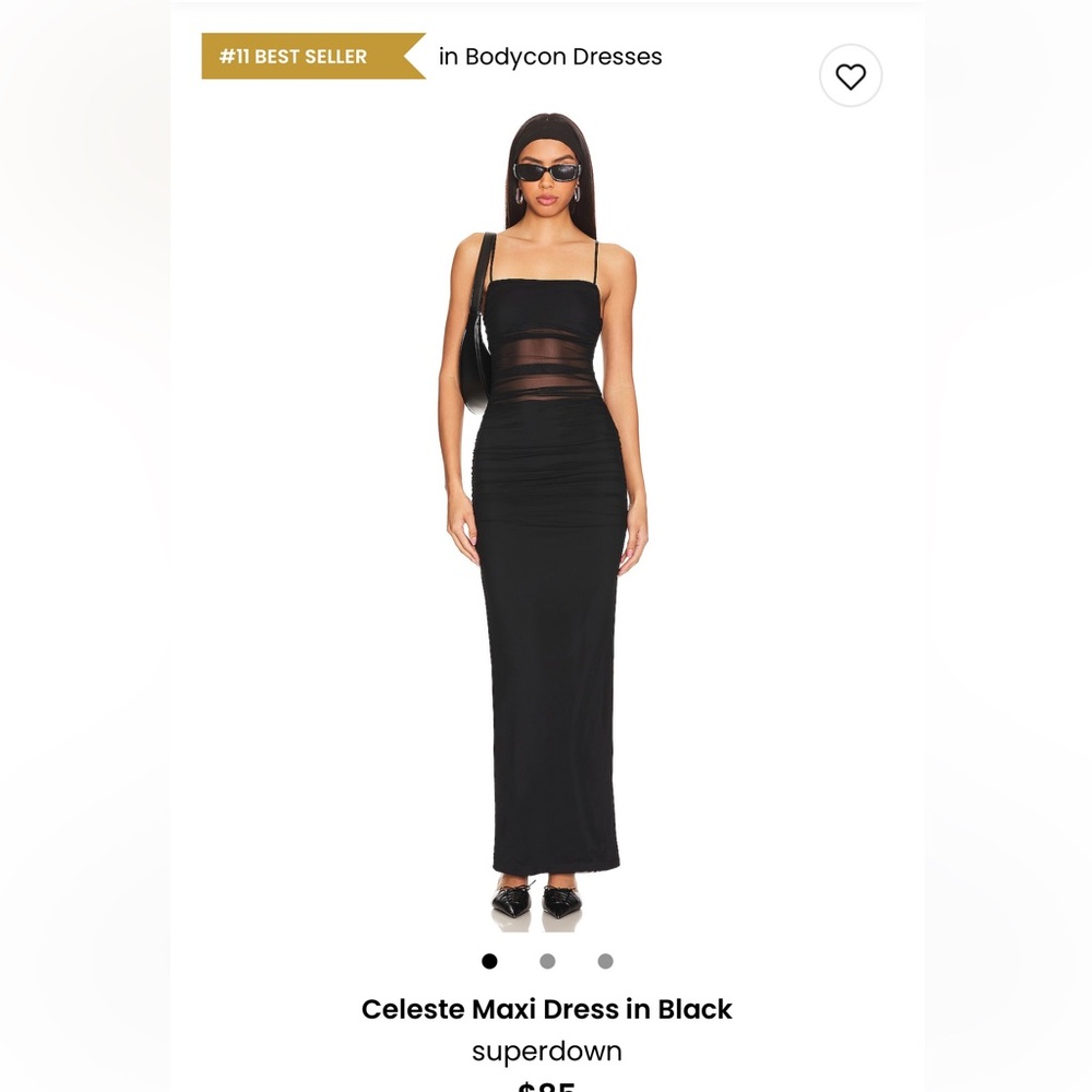 Superdown Black Sheer Panel Maxi Dress